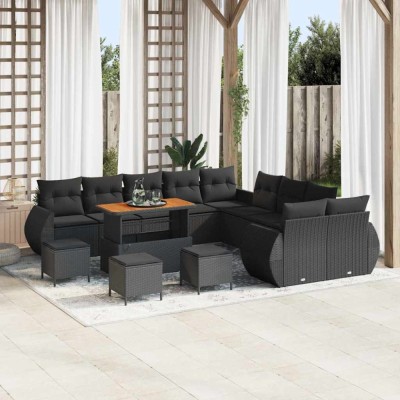 vidaXL Set de canapele pentru grădină 14 pcs Negru 110 x 55 x 71 cm 3363889 foto