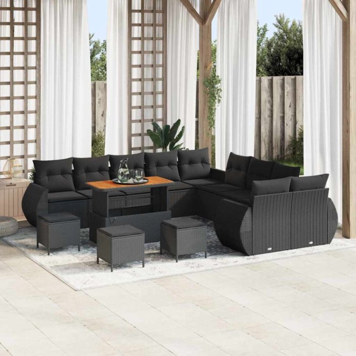 vidaXL Set de canapele pentru grădină 14 pcs Negru 110 x 55 x 71 cm 3363889