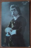 Fotografie tip carte postala, circulata, actorul Torzs Jeno in Hamlet, 1929
