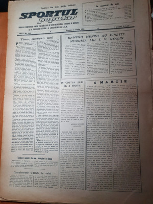 sportul popular 6 martie 1954-fotbal progresul oradea,sah,schi la poiana brasov foto