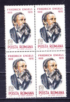 TSV$ - 1970 LP 734 150 ANI DE LA NASTEREA LUI FRIEDRICH ENGELS BLOC 4 MNH/**LUX foto