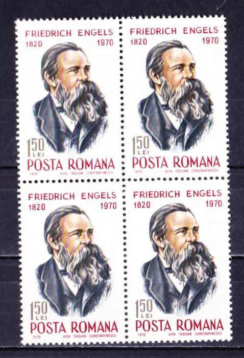 TSV$ - 1970 LP 734 150 ANI DE LA NASTEREA LUI FRIEDRICH ENGELS BLOC 4 MNH/**LUX