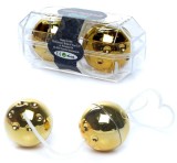 Cumpara ieftin Bile Vaginale Duo Balls Gold Auriu - Geisha Kegel, Miscare Interioara, ABS, Snur Recuperare