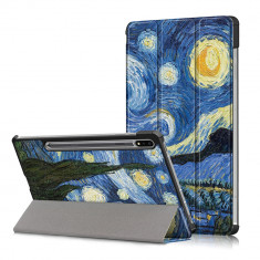 Husa tableta compatibila oneplus pad go, foldpro cu microfibra, auto sleep/wake, starry night