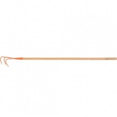 Cultivator cu 3 dinti din metal si coada lunga din lemn, lungime 138 cm