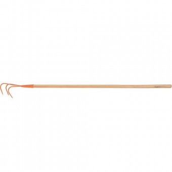 Cultivator cu 3 dinti din metal si coada lunga din lemn, lungime 138 cm