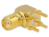 Conector SMA soclu mamă 90&deg; 50&Omega; THT pentru PCB