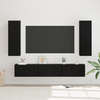 vidaXL Set comodă TV 5 pcs Stejar negru Mediu 30.5 x 30 x 90 cm foto