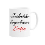 Cana alba personalizata iubita, logodnica, sotie, INOVATIX&reg;. 330 ml