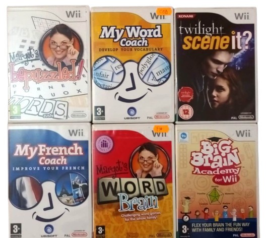 Joc Nintendo Wii Big Brain Academy + Margot Word + My French Coach + Twilight Scene it + My word Coach + bepuzzled