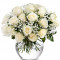 Buchet trandafiri albi si gypsophila