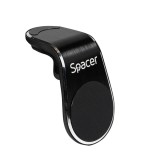 SUPORT auto SPACER pt. SmartPhone, fixare in grilaj bord, prindere magnetica telefon 360 grade, black, &quot;SPT-MGN&quot;