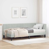 vidaXL Cadru de pat colțar cu saltea Gri deschis 90 x 190 cm Catifea