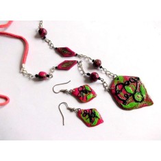 Set colier si o pereche de cercei din fimo 36735