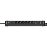 Prelungitor Brennenstuhl Premium-Line 212426, Intrerupator, 6 prize, 1 x USB-C, 2 x USB, 18W, 3m, Negru