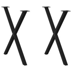 vidaXL Picioare de masă &icirc;n formă de X, 2 buc., negru, 80x(72-73) cm, oțel