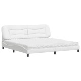 Cumpara ieftin Pat cu saltea, Hvar, alb, 200x200 cm, piele ecologica
