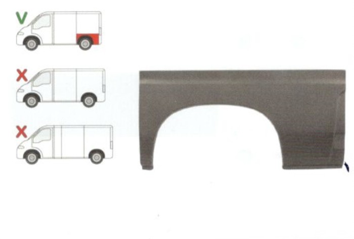 Segment reparatie aripa spate Peugeot Boxer, Citroen Jumper, Fiat Ducato 1994- 2006,Partea Stanga, Spate, lungime 1225 mm , inaltime 595 mm, partea i