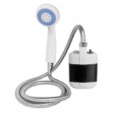 Dus portabil de camping cu robinet incorporat, USB, 11 x 8x 8 cm, Alb/Negru, Oem