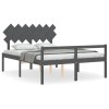 Cadru de pat senior cu tablie, gri, king size, lemn masiv