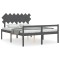 Cadru de pat senior cu tablie, gri, king size, lemn masiv