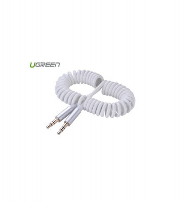 Cablu audio stereo spiralat tata la tata de 3,5 mm-Lungime 2 Metri-Culoare Alb foto