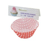 Set hartii pentru muffin, Rosu cu buline albe, 3.5x7 cm, 75 buc