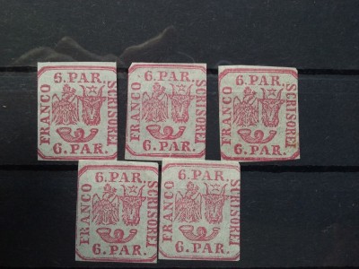 1864-6PAR.LP12varietati-F,R,6spart-MNH-RAR foto