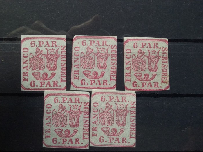 1864-6PAR.LP12varietati-F,R,6spart-MNH-RAR