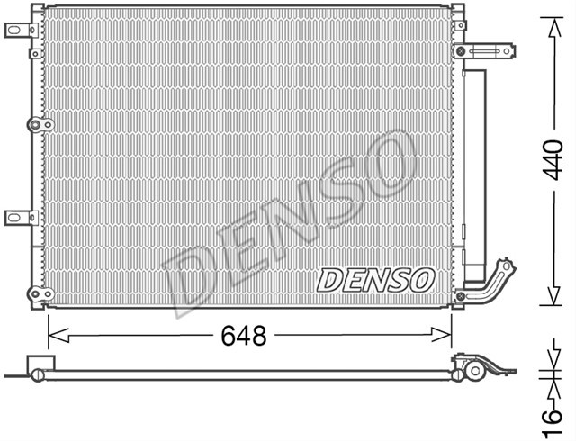 Condensator climatizare AC Denso, JEEP CHEROKEE (KL), 04.2014-08.2018 ; motor 2.0 CRD; 2.2 M-Jet; 2,4; 3,2 V6, aluminiu/ aluminiu brazat, 645 (605)x4