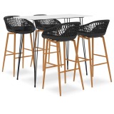 Cumpara ieftin Set mobilier de bar, 5 piese, alb si negru
