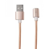 Cablu date si incarcare USB Magnetic mufa microUSB (detasabila) la USB 2.0, 1.2 metri, roz auriu, pentru telefoane cu port microUSB