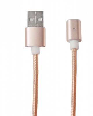Cablu date si incarcare USB Magnetic mufa microUSB (detasabila) la USB 2.0, 1.2 metri, roz auriu, pentru telefoane cu port microUSB foto