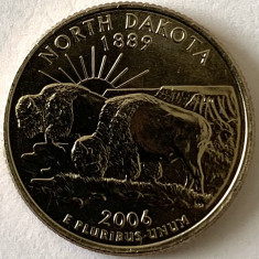 AMERICA QUARTER 1/4 DOLLAR 2006 LITERA D. (Pereche de Bizoni - NORTH DAKOTA),BU