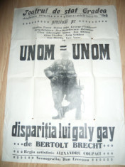 Afis al Teatrului de Stat din Oradea cu piesele Un Om si Disparitia lui Galy-Gay foto