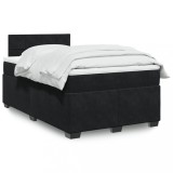 Cumpara ieftin Pat box spring cu saltea, negru, 120x200 cm, catifea