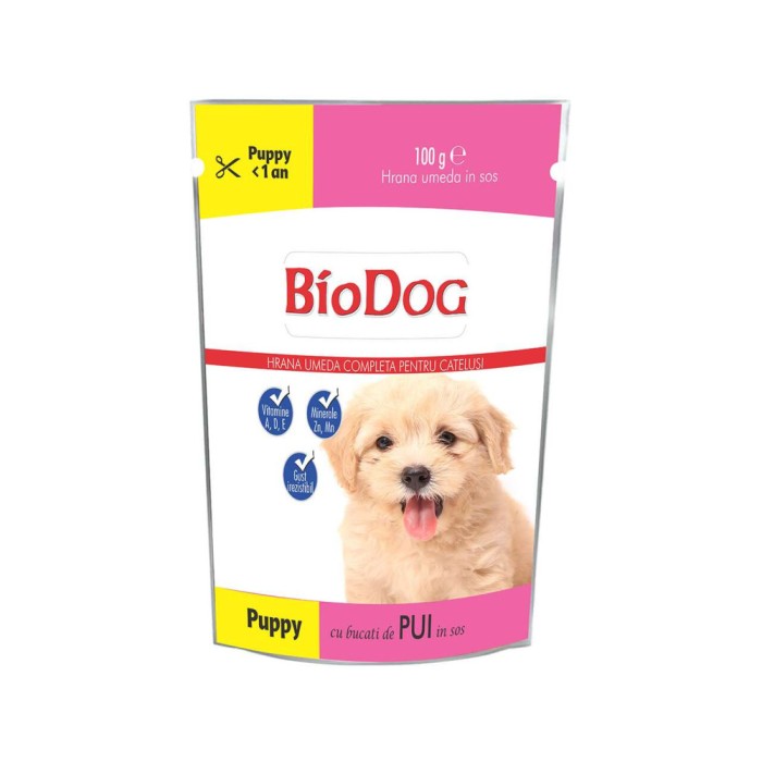 HRANA UMEDA PENTRU CATELUSI BIODOG PLIC PUPPY PUI IN SOS 100g (22 BAX)