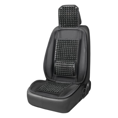 Husa scaun auto cu bile de masaj, suport lombar si tetiera, dimensiuni 125 x 52 cm, culoare neagra foto
