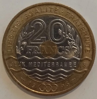 Moneda Franta - 20 Francs 1993 - Jocurile mediteraneene foto