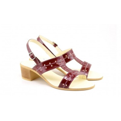 Oferta marimea 39 - Sandale dama din piele naturala lac - visiniu - LS7LACVIS foto