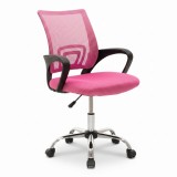 Scaun de birou cu functie de &icirc;nclinare Berto II, Stil Modern, Material Mesh, Culoare Roz-Negru, Dimensiuni 60x48x85-95cm.