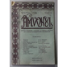 AMVONUL - REVISTA SOCIETATII &#039;AJUTORUL &#039;&#039; A CLERULUI ORTODOX DIN CAPITALA ..., ANUL XX , NR. 1 , IANUARIE , 1941