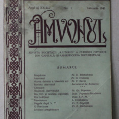 AMVONUL - REVISTA SOCIETATII 'AJUTORUL '' A CLERULUI ORTODOX DIN CAPITALA ..., ANUL XX , NR. 1 , IANUARIE , 1941