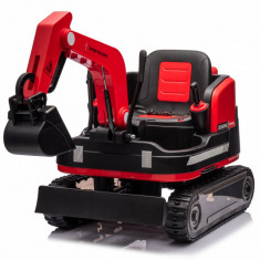 Excavator electric pentru copii Kinderauto X7, 110W, 12V-12Ah, scaun tapitat, telecomanda, echipare Premium, rosu