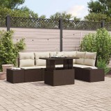 VidaXL Set de canapele pentru grădină cu pernă 6 pcs Maro Rattan poli