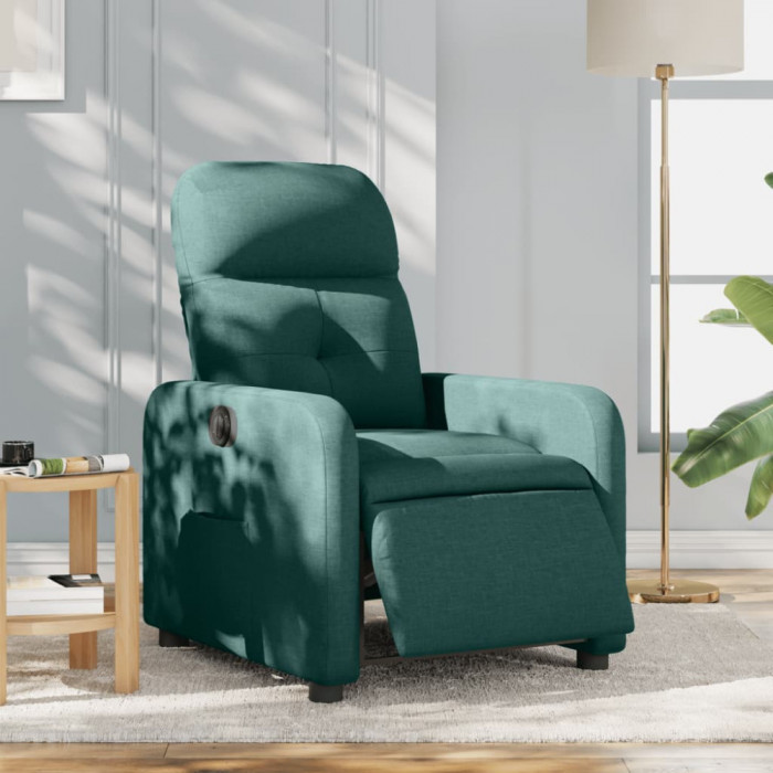 Fotoliu rabatabil electric, verde &icirc;nchis, material textil GartenMobel Dekor