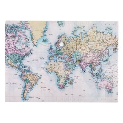 Mapă cu Capsă, Model Hartă, 33x24cm, Plastic, Multicolor foto