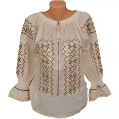 Ie Traditionala cu Motiv Geometric de Dama, Auriu- IMS02