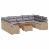Cumpara ieftin Set de canapele pentru grădină cu pernă 10 pcs Bej Rattan poli