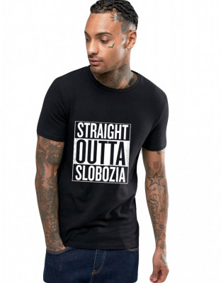 Tricou negru barbati - Straight Outta Slobozia - XL foto